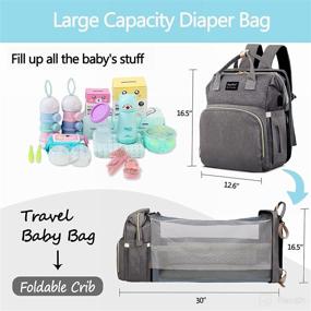 img 1 attached to 👶 Multi-Functional 8-in-1 Diaper Baby Bag: Changing Station, Foldable Bassinet, Mosquito Net & USB Charge Port