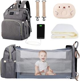 img 4 attached to 👶 Multi-Functional 8-in-1 Diaper Baby Bag: Changing Station, Foldable Bassinet, Mosquito Net & USB Charge Port