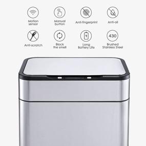 img 1 attached to 15 Gallon Stainless Steel Motion Sensor Kitchen Trash Can With Large Capacity And Lid