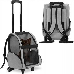 img 4 attached to KOPEKS Deluxe Backpack Pet Travel Carrier With Double Wheels - Approved By Most Airlines For Airline Travel