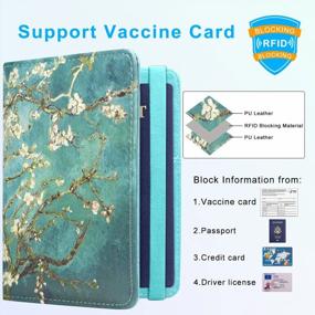 img 2 attached to Leather Passport And Vaccine Card Holder Combo With RFID Blocking, CDC Vaccination Card Slot Travel Documents Organizer Protector For Women & Men - Almond Blossom