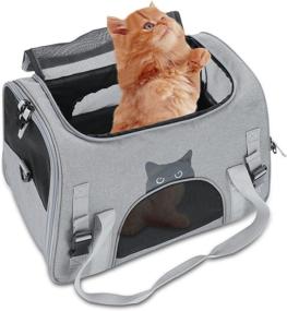 img 4 attached to Tcolp Pet Carrier Anti Scratch Collapsible Grey