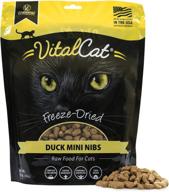 🐱 vital essentials freeze-dried grain-free duck mini nibs cat food, 12 oz. logo