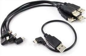 img 3 attached to CablesOnline 5-Pack 8-Inch USB 2.0 A-Type Male To Micro-B Left Angle Male Charge & Sync Cable, USB-1500L-5