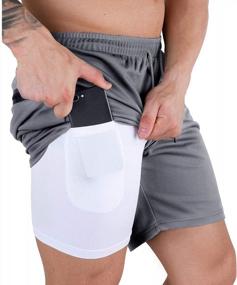 img 4 attached to Stay Comfortable And Connected: WATERWANG Men'S 2-In-1 Running Shorts With Phone Pockets