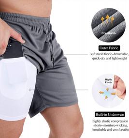 img 1 attached to Stay Comfortable And Connected: WATERWANG Men'S 2-In-1 Running Shorts With Phone Pockets
