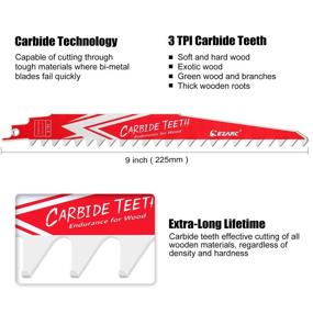 img 3 attached to EZARC 9-Inch Carbide Reciprocating Saw Blade R943HM Endurance For Hard Wood, 3TPI (3-Pack)