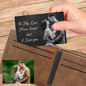 img 1 attached to Engraved Wallet Insert Card With Personalized Photo And Message - Ideal Gift For Men, Husband, Dad, And Son - Custom Metal Wallet Card