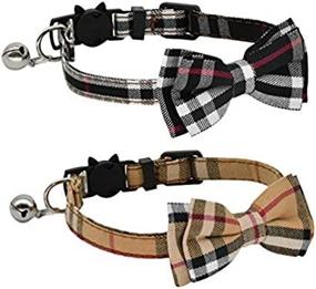 img 3 attached to 🐱 CHUKCHI 2 Pack/Set Cat Collar Breakaway with Cute Bow Tie and Bell - Adjustable for Kitty and Puppies (7.8-10.5 Inch)