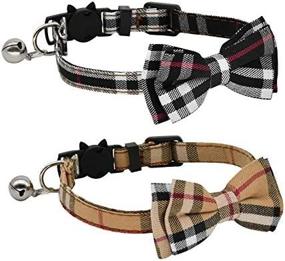 img 1 attached to 🐱 CHUKCHI 2 Pack/Set Cat Collar Breakaway with Cute Bow Tie and Bell - Adjustable for Kitty and Puppies (7.8-10.5 Inch)