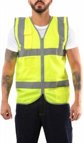 img 4 attached to Stay Safe And Visible With Kolossus Men'S High Visibility Safety Vest In Yellow And Orange