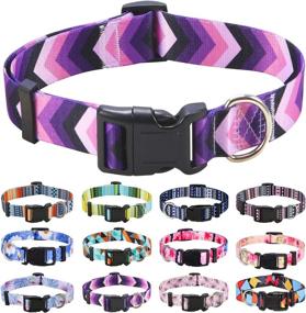 img 4 attached to 🐶 Mihqy Ethnic Dog Collar with Bohemian Flower, Tribal, and Geometric Patterns – Soft & Adjustable Collar for Dogs of All Sizes