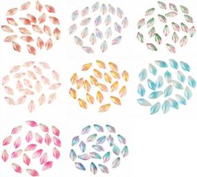 img 3 attached to 160 Handmade Frosted Glass Magnolia Petal Charms In 8 Colors For DIY Jewelry Making, 11.5X23X4Mm With Foil Accents By DanLingJewelry