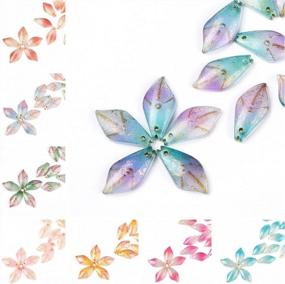 img 1 attached to 160 Handmade Frosted Glass Magnolia Petal Charms In 8 Colors For DIY Jewelry Making, 11.5X23X4Mm With Foil Accents By DanLingJewelry