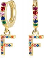 presentski 925 sterling silver initial earrings: hypoallergenic huggie hoops with colorful cz stones - perfect birthday gifts for women, girls & teens logo