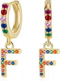 img 4 attached to Presentski 925 Sterling Silver Initial Earrings: Hypoallergenic Huggie Hoops With Colorful CZ Stones - Perfect Birthday Gifts For Women, Girls & Teens