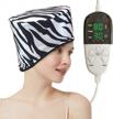 adjustable electric hair care cap for deep conditioning and hair spa with large screen display temperature and time, max temperature 80℃ - perfect for hair heat treatment (zebra pattern) logo