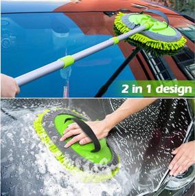 img 2 attached to Conliwell 2 in 1 Car Wash Brush Mop Mitt Kit - Ultimate Car Cleaning Tool with Long Handle, Microfiber Mop Heads, Extension Pole, Scratch Free Supplies