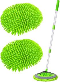 img 4 attached to Conliwell 2 in 1 Car Wash Brush Mop Mitt Kit - Ultimate Car Cleaning Tool with Long Handle, Microfiber Mop Heads, Extension Pole, Scratch Free Supplies