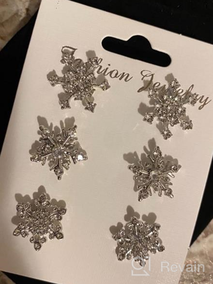 img 1 attached to ❄️ CEALXHENY Snowflake Earrings: Sparkling Rhinestone Crystal Studs for Women and Girls - Perfect Holiday Party Gift Set review by Savannah King