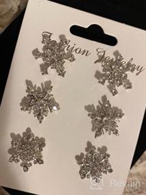 img 7 attached to ❄️ CEALXHENY Snowflake Earrings: Sparkling Rhinestone Crystal Studs for Women and Girls - Perfect Holiday Party Gift Set