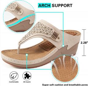 img 2 attached to Women'S Sandals With Arch Support - Summer Casual Wedge Thong Shoes - Comfortable Platform Walk Flip Flops For Women