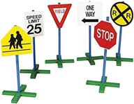set of 6 guidecraft drivetime signs: educational traffic toys for kids, ideal for learning traffic knowledge through block play logo