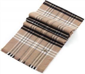 img 4 attached to Men'S Plaid Wool Scarf Winter Super Warm Cashmere Feel Lightweight Fashion Classic Camel