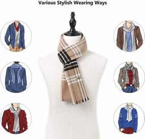img 3 attached to Men'S Plaid Wool Scarf Winter Super Warm Cashmere Feel Lightweight Fashion Classic Camel