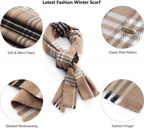 img 2 attached to Men'S Plaid Wool Scarf Winter Super Warm Cashmere Feel Lightweight Fashion Classic Camel