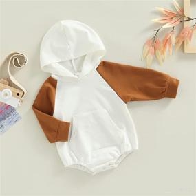 img 3 attached to 👶 Adobabirl Unisex Fall Clothes Oversized Sweatshirt Romper Pullover Hoodie - Color Block Long Sleeve Shirt, Cute Outfit for Baby Boy or Girl