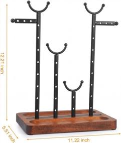 img 2 attached to Heavy Duty Metal And Wood Jewelry Stand Holder For Earrings, Bracelets & Necklaces - PAMISO Jewelry Organizer Tower (Black)