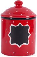 🍎 ceramic farmhouse chic polka-dot kitchen canister/container for organizing kitchen, countertops, cupboards, or pantry - small size in red (5606) logo