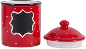 img 2 attached to 🍎 Ceramic Farmhouse Chic Polka-Dot Kitchen Canister/Container for Organizing Kitchen, Countertops, Cupboards, or Pantry - Small Size in Red (5606)