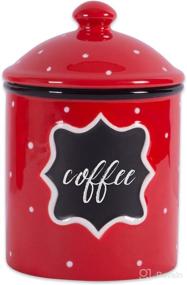 img 3 attached to 🍎 Ceramic Farmhouse Chic Polka-Dot Kitchen Canister/Container for Organizing Kitchen, Countertops, Cupboards, or Pantry - Small Size in Red (5606)