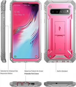img 3 attached to Galaxy S10 5G 6,7-дюймовый (2019 г.) прочный корпус серии Revolution с подставкой - поэтический двухслойный противоударный защитный чехол для всего тела, розовый