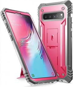img 4 attached to Galaxy S10 5G 6,7-дюймовый (2019 г.) прочный корпус серии Revolution с подставкой - поэтический двухслойный противоударный защитный чехол для всего тела, розовый