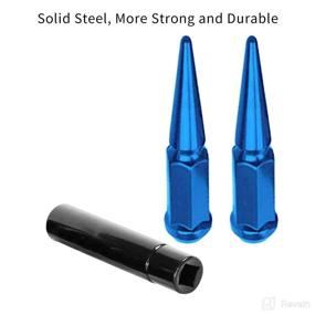 img 2 attached to 🔧 Set of 32 Blue Spike Lug Nuts M12x1.25, 4.4" Conical with Key for Wheel Car