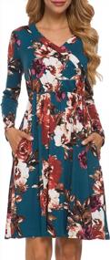img 4 attached to Women'S Floral Long Sleeve Tunic Dress With Pockets - Fall Wrap T Shirt Style
