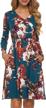 women's floral long sleeve tunic dress with pockets - fall wrap t shirt style logo