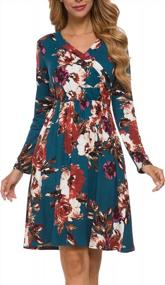 img 3 attached to Women'S Floral Long Sleeve Tunic Dress With Pockets - Fall Wrap T Shirt Style