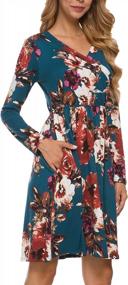 img 2 attached to Women'S Floral Long Sleeve Tunic Dress With Pockets - Fall Wrap T Shirt Style