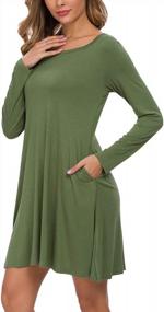 img 1 attached to AUSELILY Women'S Long Sleeve T-Shirt Dress With Convenient Pockets - Casual And Flattering Swing Design