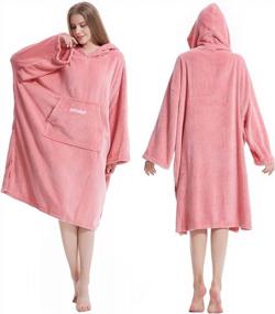 img 1 attached to Stay Warm And Comfy With Hiturbo Plush Changing Robe! Oversize Hooded Surf Poncho With Pocket For Aquatics And Home