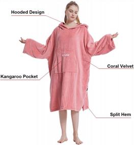 img 2 attached to Stay Warm And Comfy With Hiturbo Plush Changing Robe! Oversize Hooded Surf Poncho With Pocket For Aquatics And Home