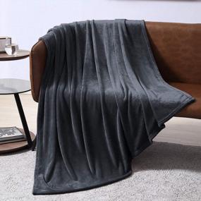 img 1 attached to King Size Dark Grey Flannel Plush Throw Blanket 90X102 California King Bed Soft Cozy Ultra-Soft.