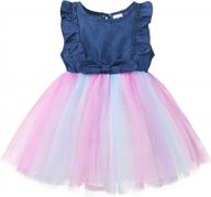 toddler girl summer outfit - sunflower princess dress, denim sleeveless clothes, jean tutu skirt for girls logo