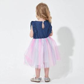 img 2 attached to Летний наряд для девочки-малыша - платье принцессы с подсолнухами, джинсовая одежда без рукавов, джинсовая юбка-пачка для девочек