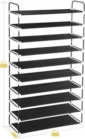 img 2 attached to MaidMAX 10 Tiers Free Standing Shoe Rack For 50 Pairs Of Shoes Organizer In Closet Entryway Hallway, Sturdy Metal Frame And Fabric Shelves, 39.4 X 11.4 X 68.9'', Black