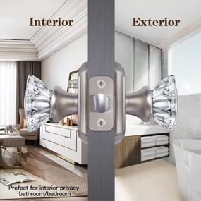 img 1 attached to Brushed Nickel Interior Door Knobs With Lock For Bathroom And Bedroom Doors - CLCTK Premium Glass Door Knob Set